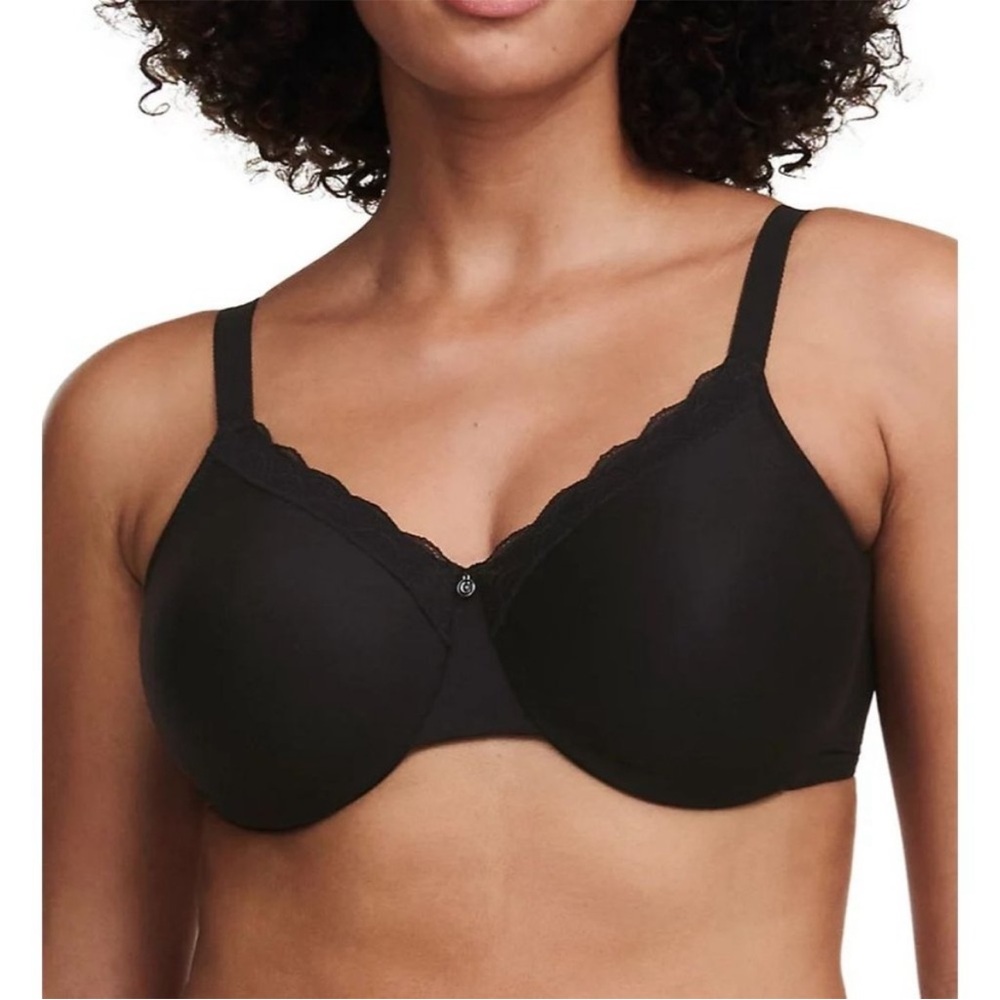 NWT Sz38H Chantelle C Comfort Seamless Unlined Underwire Black Minimizing Bra